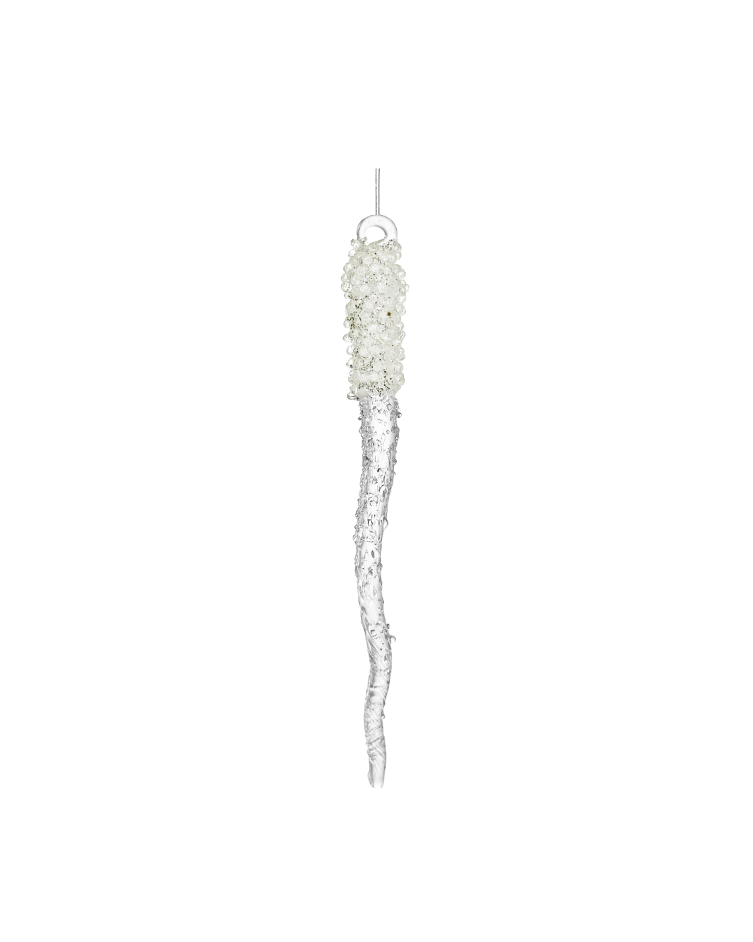 Glass Icicle Iced W/silver Glitter (15 Cm)