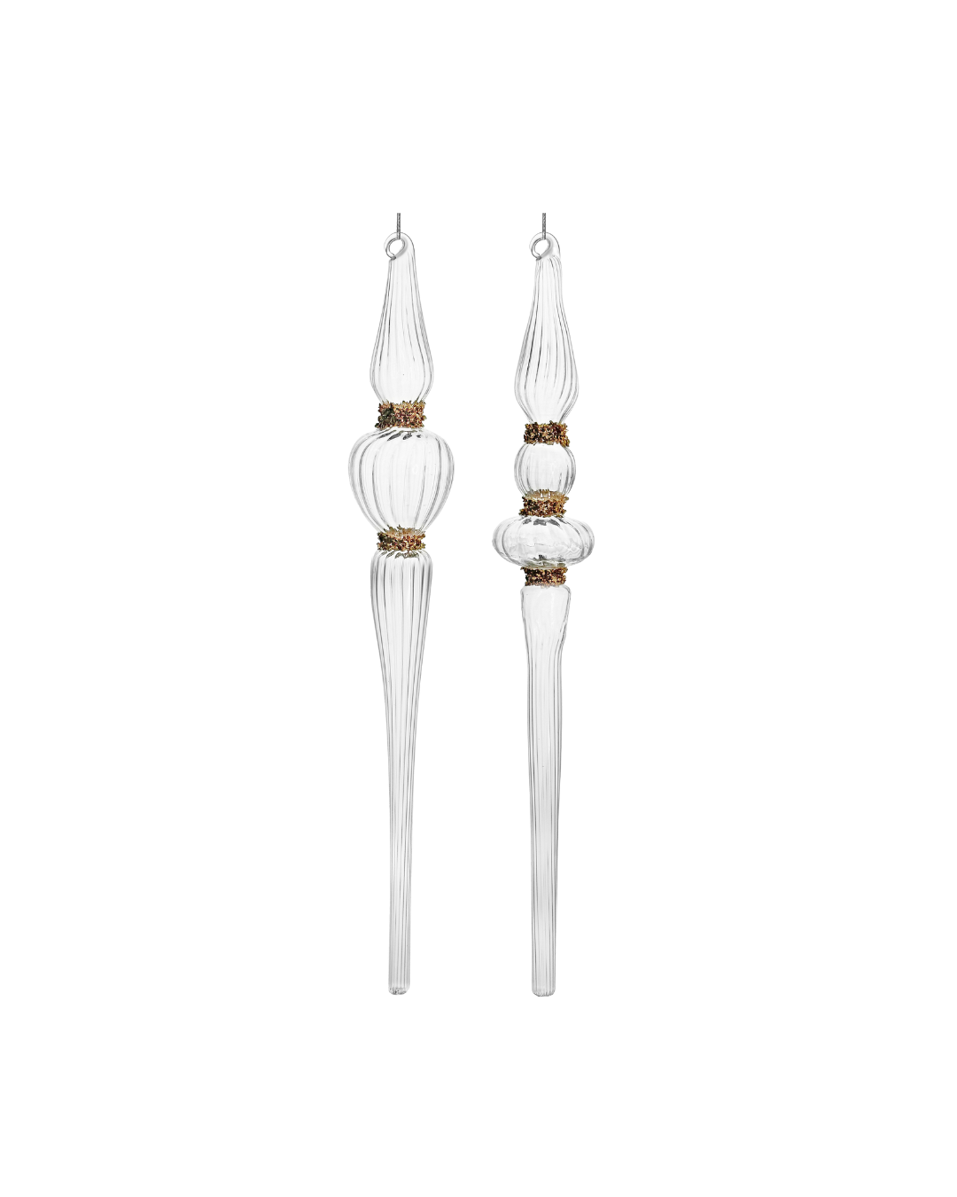 Glass Drop Lined Transparent W/gold Glass Glitter Mix2 (30 Cm)