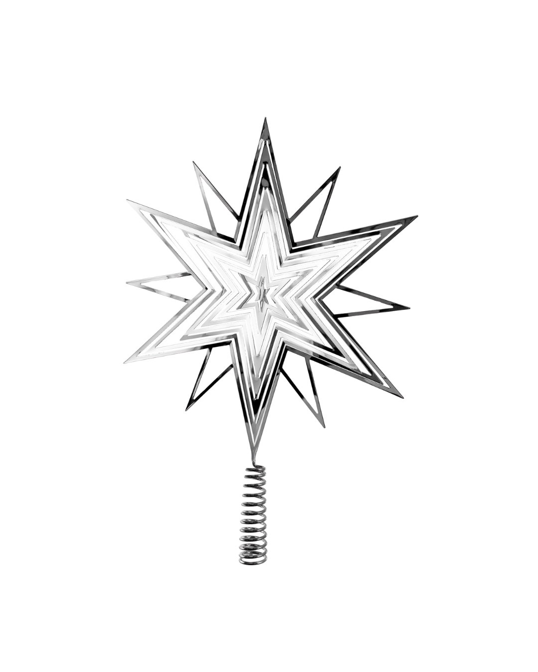Metal 3d Star Tree Top Silver (23.5 Cm)