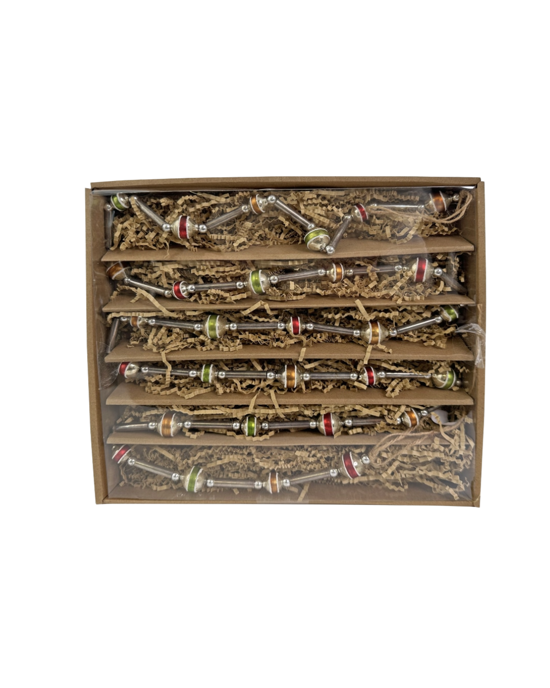 Glass Bead Garland Silver With Colored Balls (180 Cm)