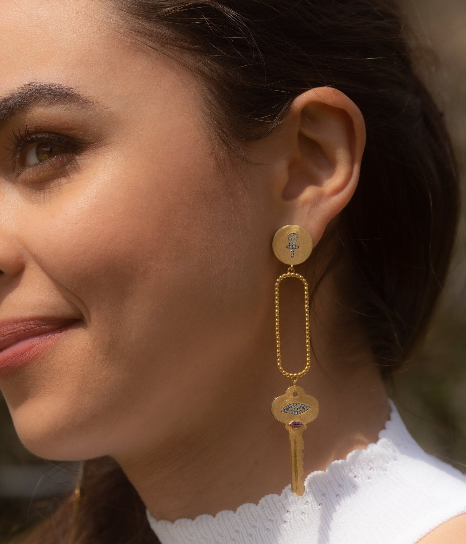 Sterling silver, 18-karat yellow gold plated, cubic zircon earings