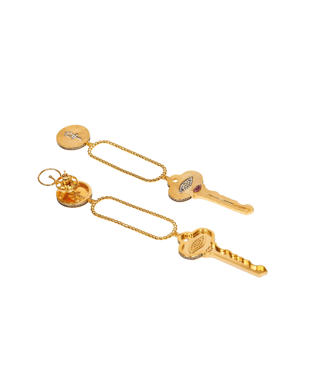 Sterling silver, 18-karat yellow gold plated, cubic zircon earings