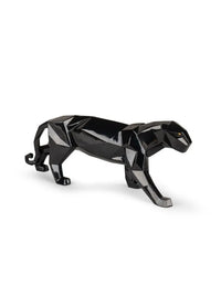 Panther Figurine. Glazed Black