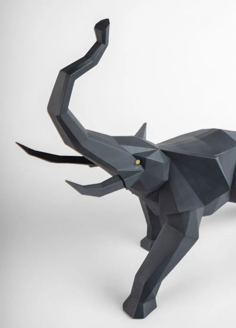 Elephant Sculpture. Black matte