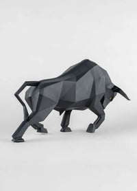 Bull Sculpture. Black matte