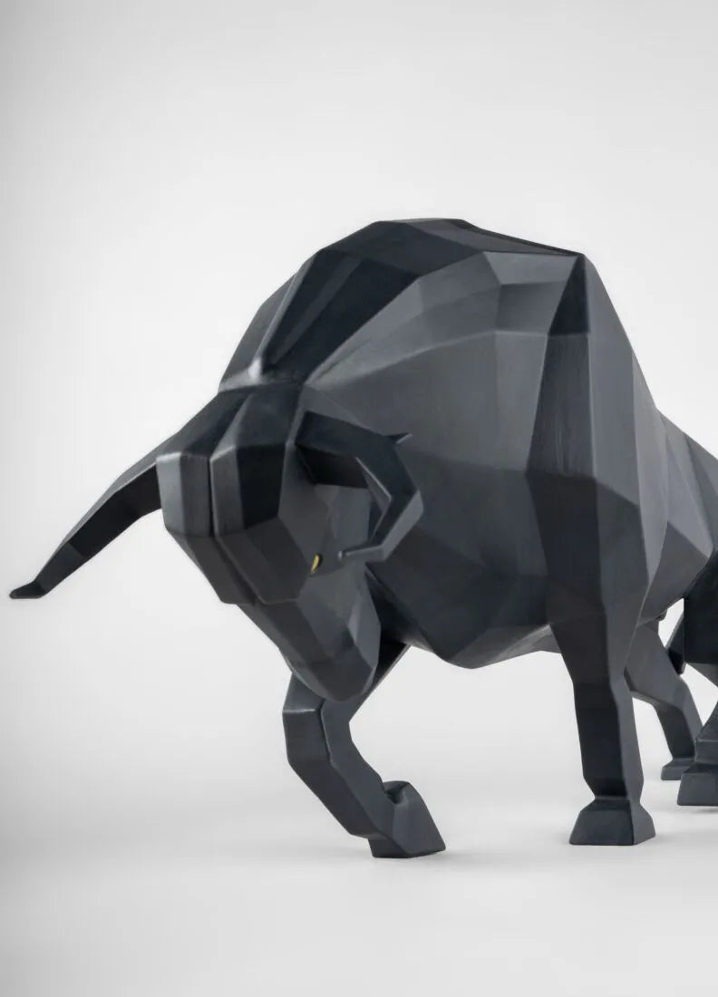 Bull Sculpture. Black matte