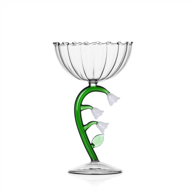 Optical champagne bowl white flower