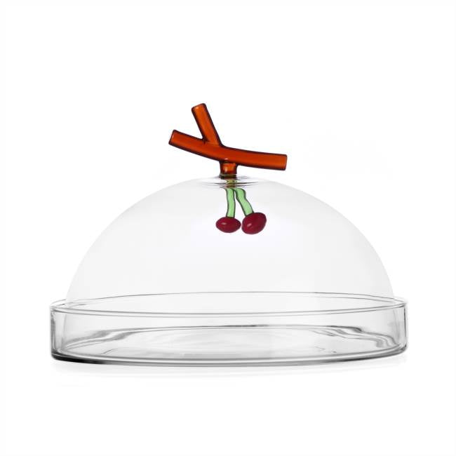 FRUITS&FLOWERS DOME W/DISH CHERRIES