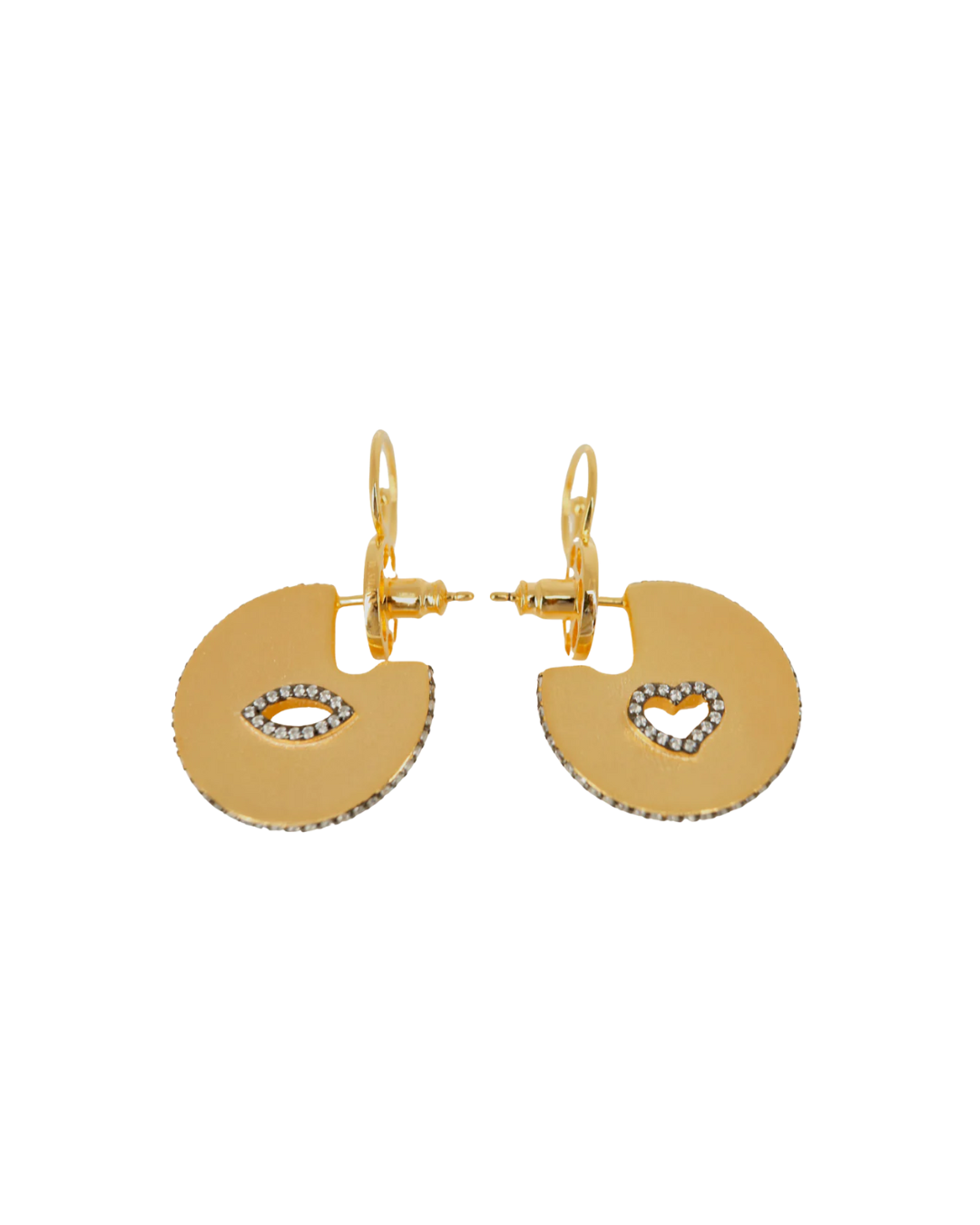 Round Disc Earrings With Eye And Heart