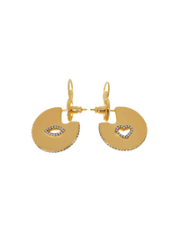 Round Disc Earrings With Eye And Heart