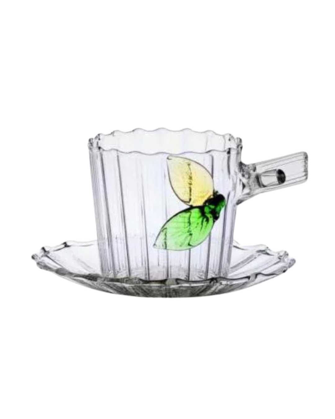 Green Wood Coffee Cup With Leaves