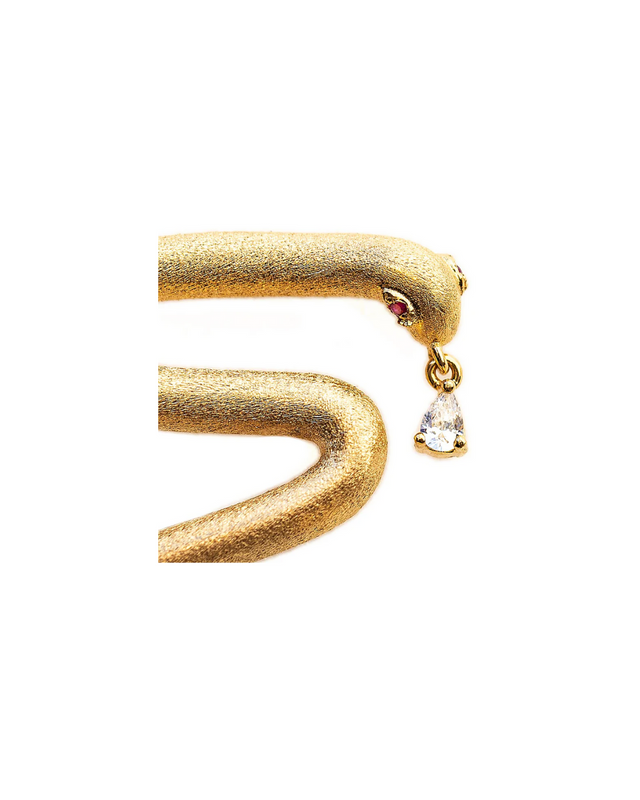 The First Queen Small Snake Hoop Earrings in Vermeil Gold