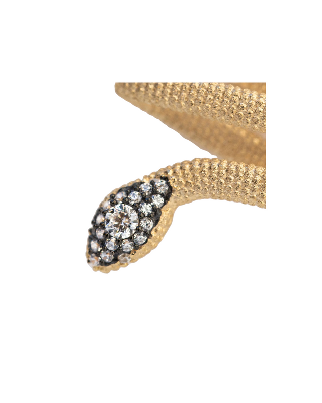 Mehen Pavé Snake Wrap Earrings in Vermeil Gold