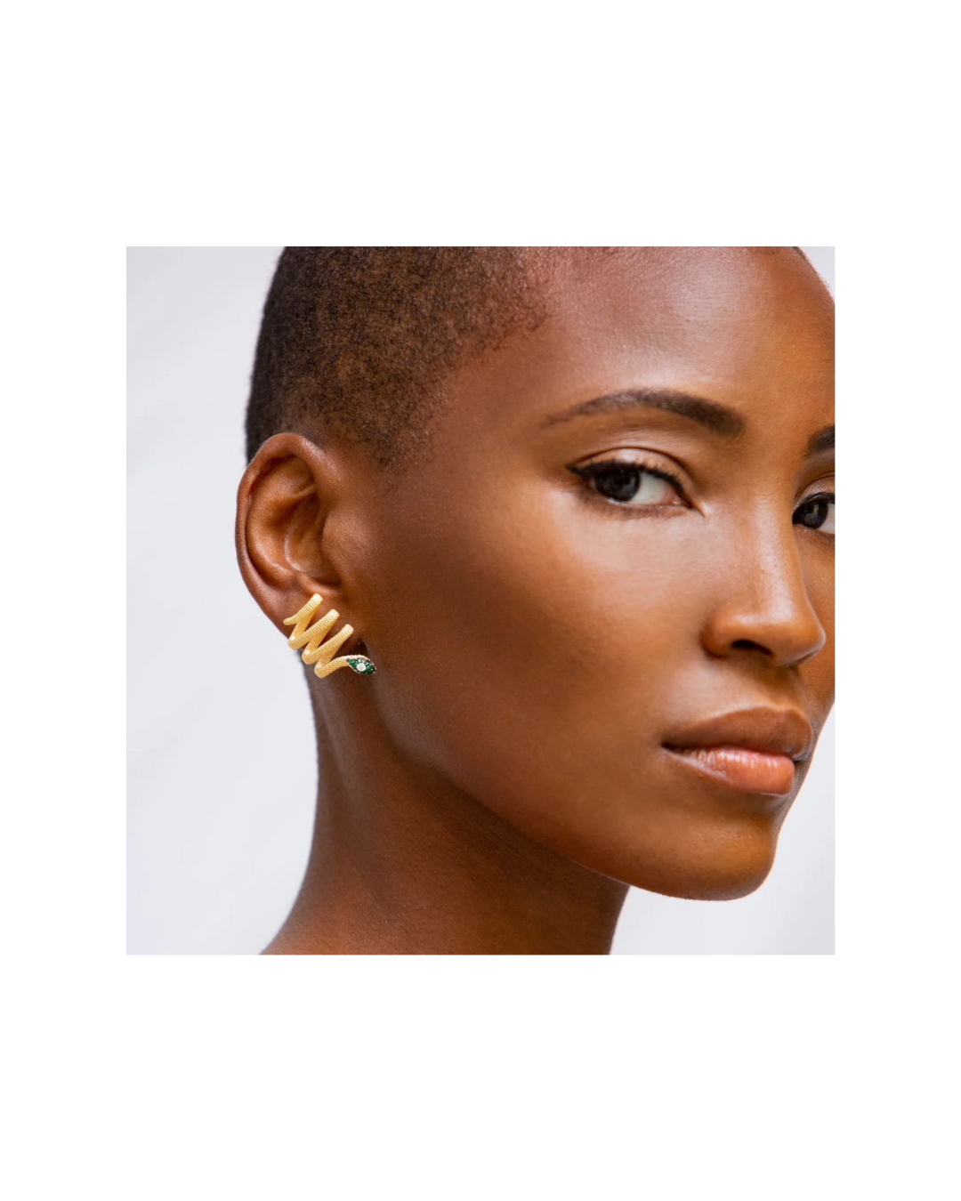 Mehen Pavé Snake Wrap Earrings in Vermeil Gold