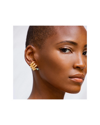 Mehen Pavé Snake Wrap Earrings in Vermeil Gold