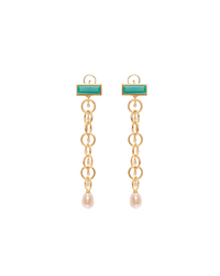 Link Drop Earrings with Chrysoprase in Vermeil Gold
