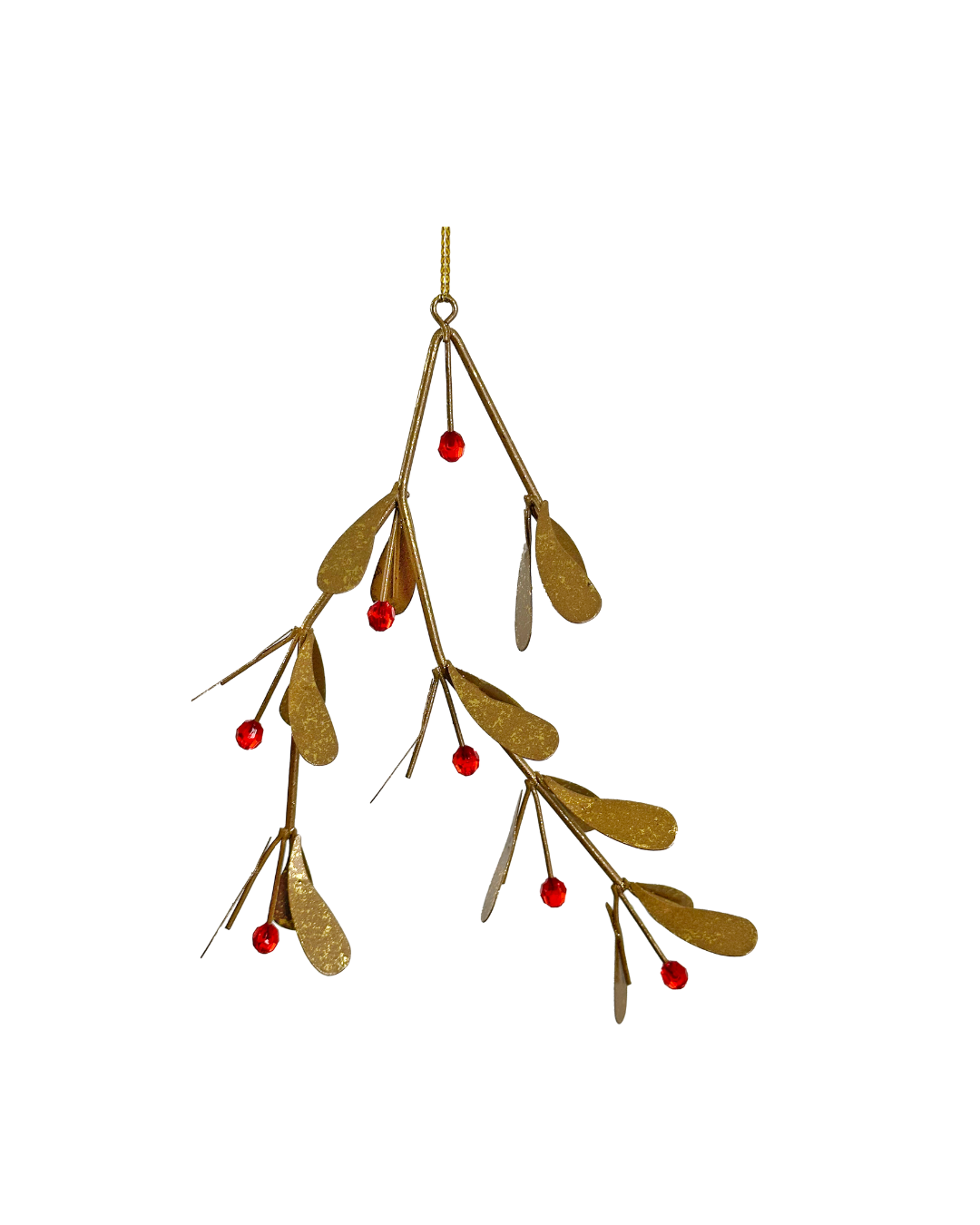 Metal Mistletoe Ornament Gold-Red (20 Cm)
