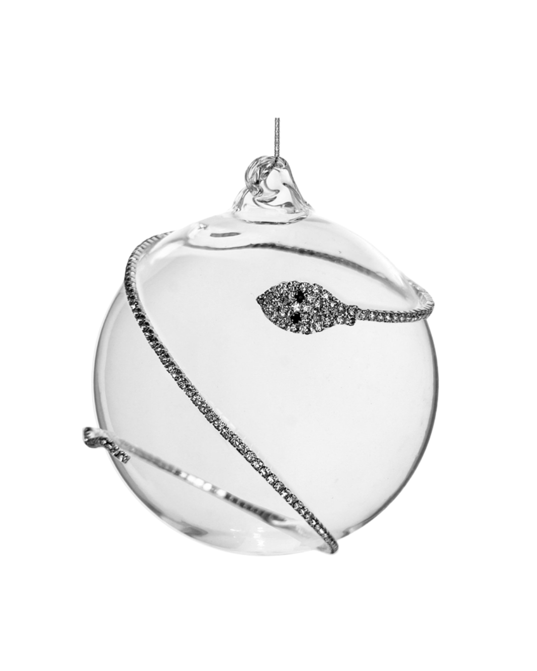 Glass Ball Clear With Diamond Snake (10 Cm)