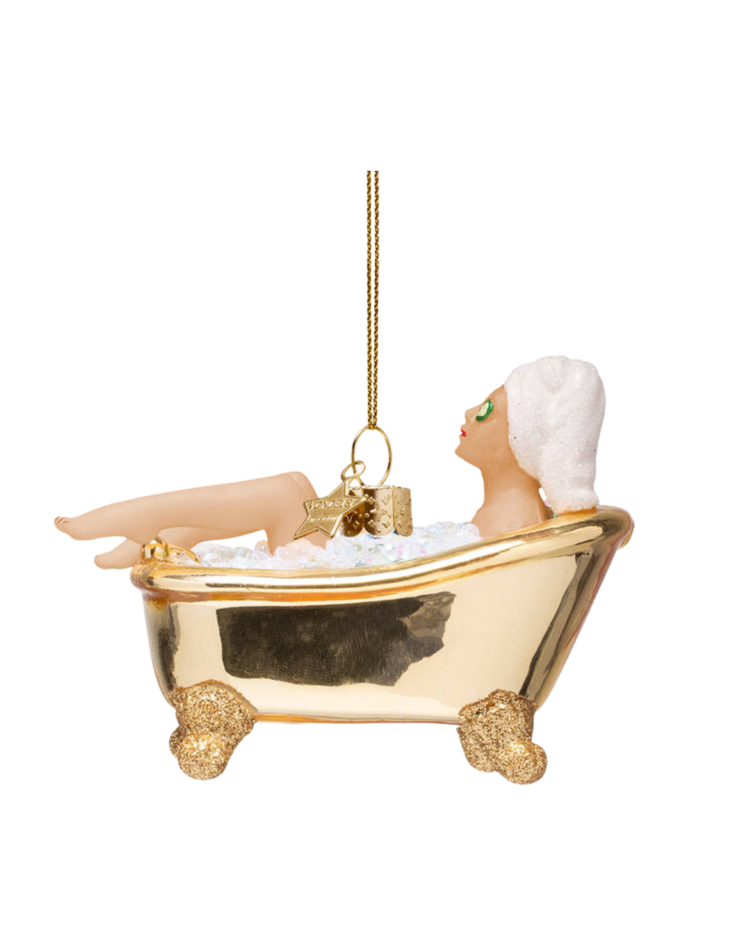Ornament Glass Woman In Shiny Gold Bath (6 Cm)
