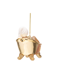 Ornament Glass Woman In Shiny Gold Bath (6 Cm)