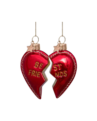 Ornament Glass Set Of Best Friends Heart (8.5 Cm)