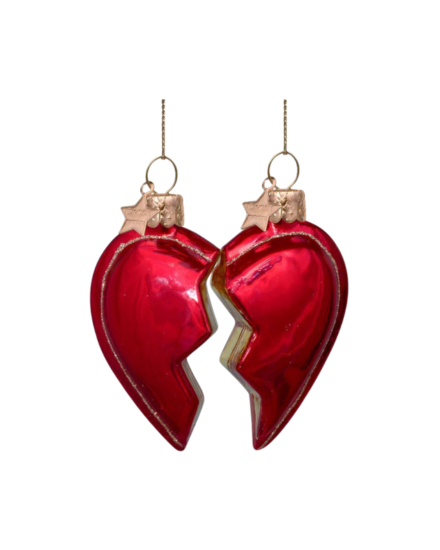 Ornament Glass Set Of Best Friends Heart (8.5 Cm)