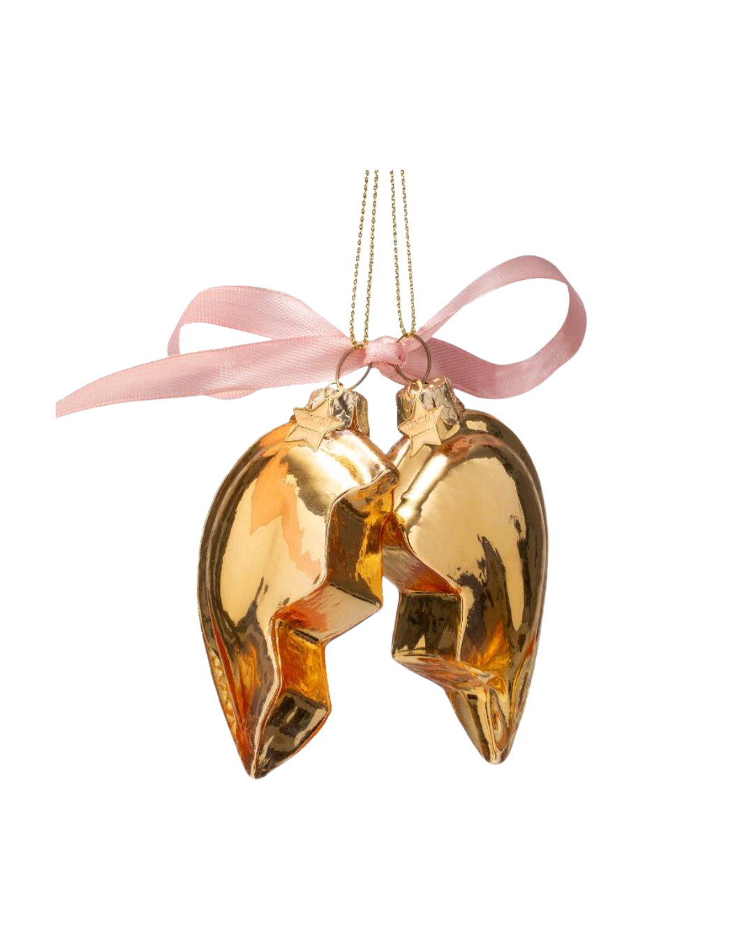 Ornament Glass Gold Set Of Love You Heart (8.5 Cm)