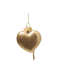 Ornament Glass Gold Heart With Key Lock (6.5 Cm)