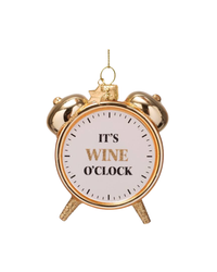 Ornament Glass Shiny Gold Wine O'clock Alarm (9 Cm)