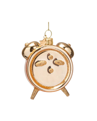 Ornament Glass Shiny Gold Wine O'clock Alarm (9 Cm)
