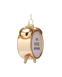 Ornament Glass Shiny Gold Wine O'clock Alarm (9 Cm)