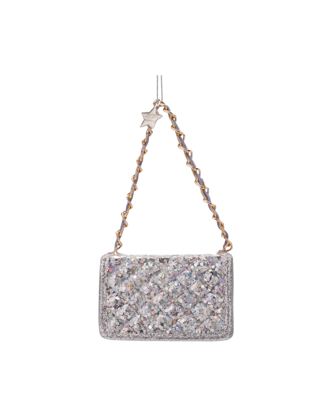 Ornament Glass Silver Glitter Fashion Bag (6 Cm)