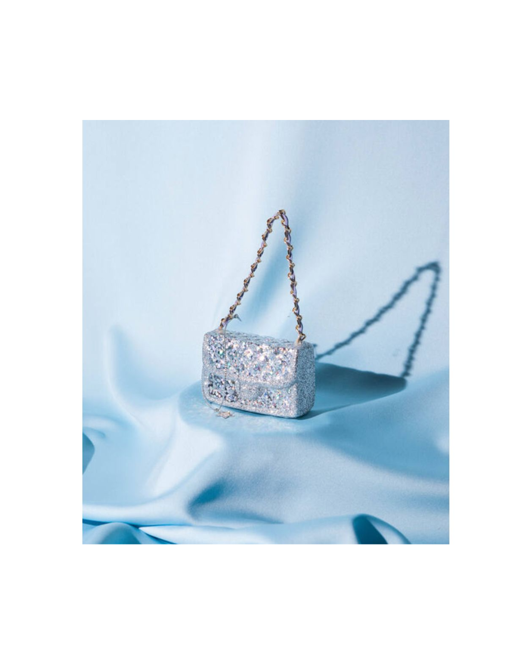 Ornament Glass Silver Glitter Fashion Bag (6 Cm)