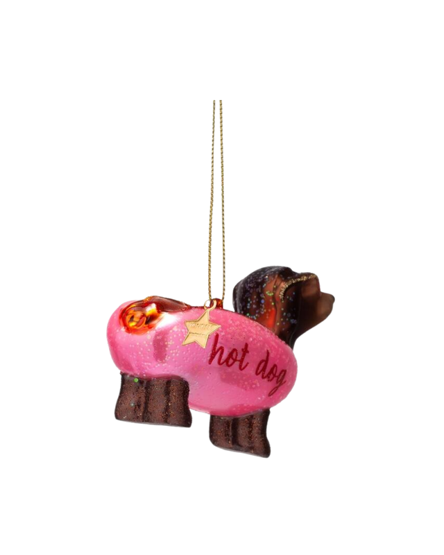 Ornament Glass Bubblegum Pink Hotdog Dachshund (6 Cm)