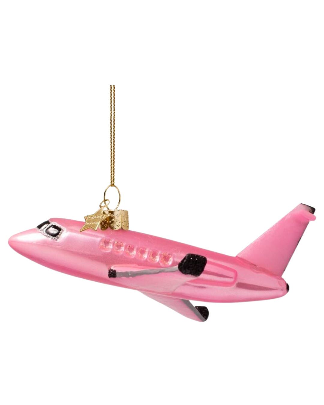 Ornament Glass Pink Opal Airplane (5.5 Cm)