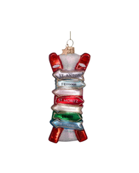 Ornament Glass Red Ski W/names (11.5 Cm)