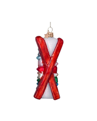 Ornament Glass Red Ski W/names (11.5 Cm)