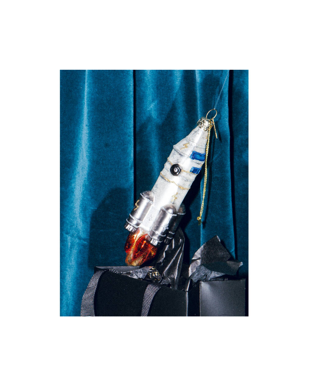 Ornament Glass Silver Matt Rocket (14.5 Cm)