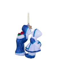 Ornament Glass Delft Blue Kissing Boy And Girl (10 Cm)