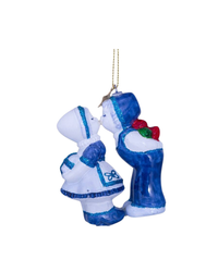 Ornament Glass Delft Blue Kissing Boy And Girl (10 Cm)