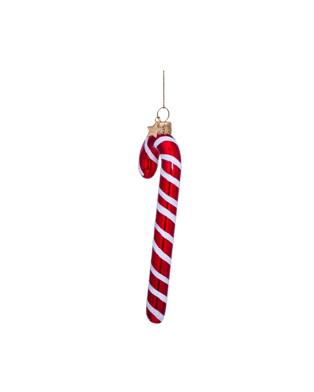 Ornament Glass Red/white Candy Cane (14 Cm)