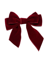 Velvet Bow With Clip Set Of 2 Burgundy (20 Cm)