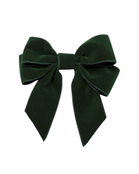 Velvet Bow With Clip Set Of 2 Green (20 Cm)