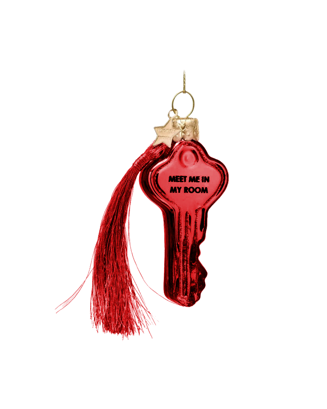 Ornament Glass Burgundy Key W/meet Me In My Room (8 Cm)