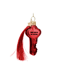 Ornament Glass Burgundy Key W/meet Me In My Room (8 Cm)