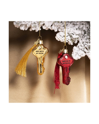 Ornament Glass Burgundy Key W/meet Me In My Room (8 Cm)