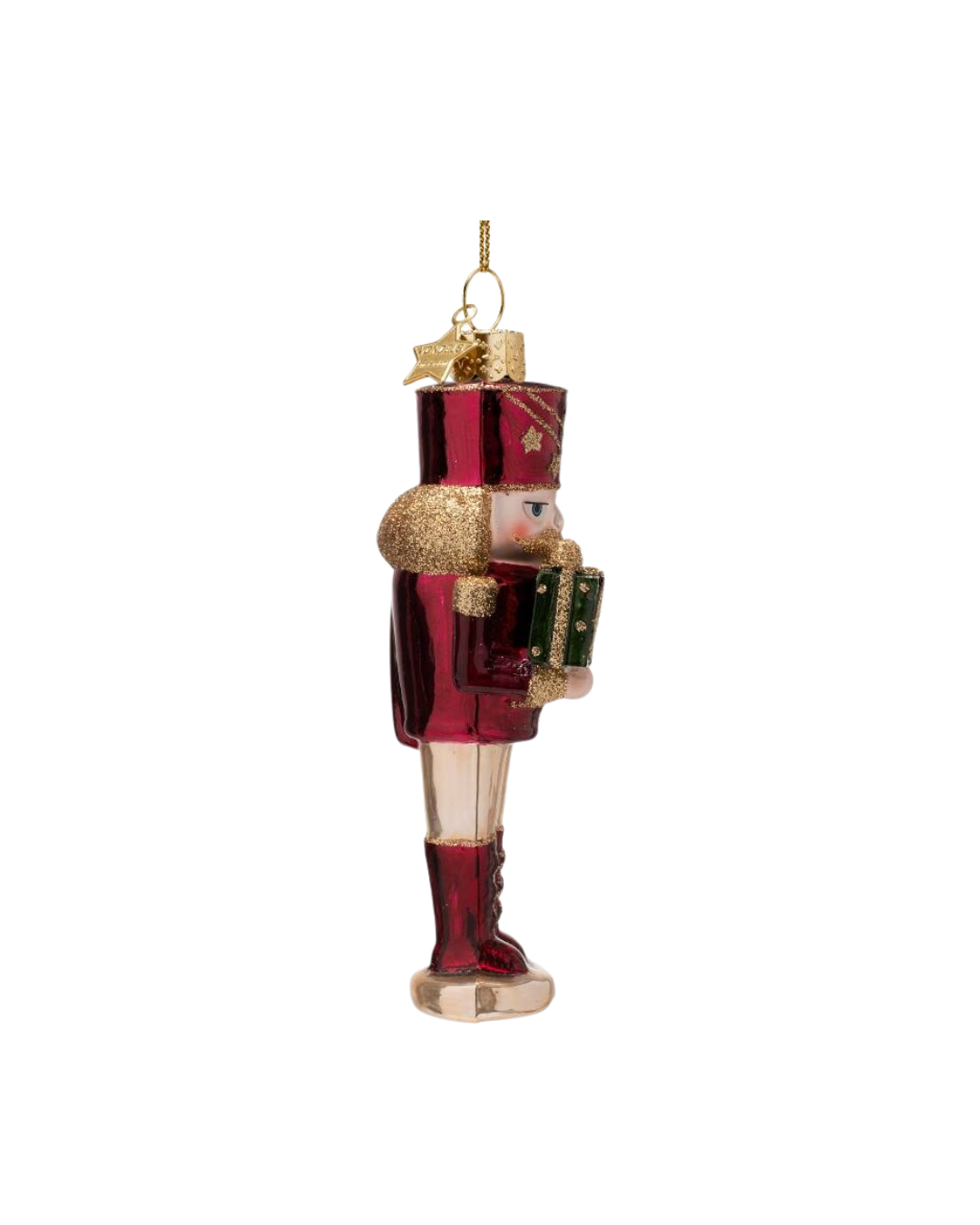 Ornament Glass Burgundy Nutcracker (16.5 Cm)