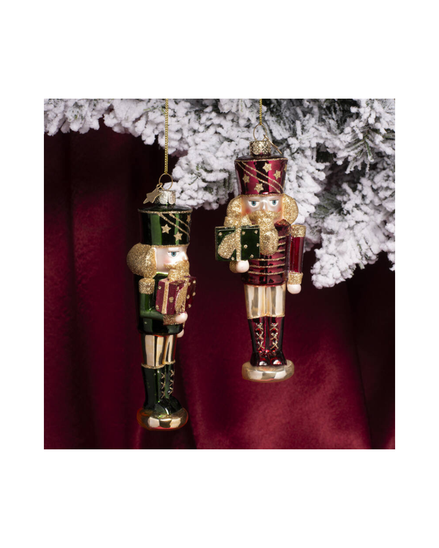 Ornament Glass Burgundy Nutcracker (16.5 Cm)