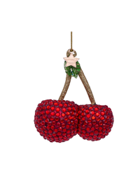 Ornament Glass Red Cherry W/diamonds Allover (8 Cm)