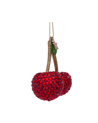 Ornament Glass Red Cherry W/diamonds Allover (8 Cm)